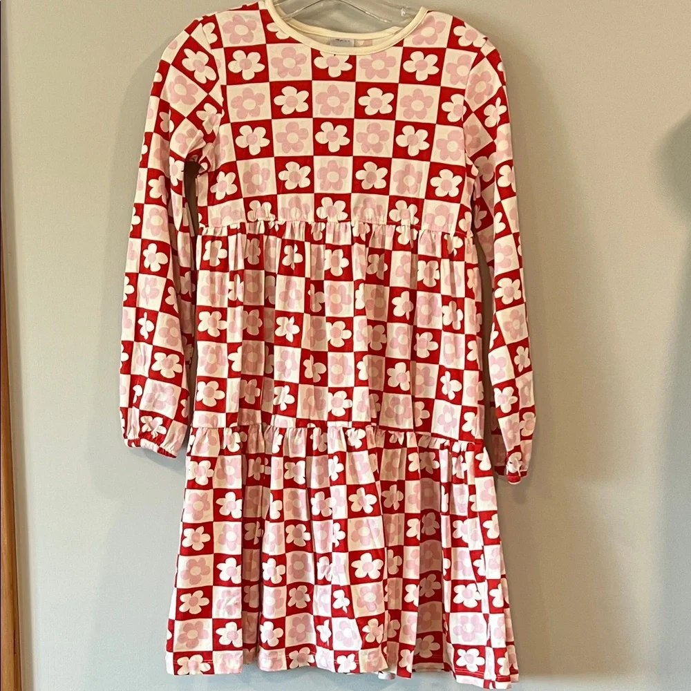 Hanna Andersson -‎ 12, Red and Pink Floral Checkered Dress